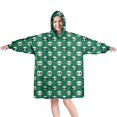 thumbnail image 1 of Wearable Oversized Blanket,Green Skull Bat Pattern Wearable Blanket Hoodie for Adults,Cozy Hooded Blankets with Super Pockets,Super Warm Fuzzy Pullover for Women & Men, 1 of 6