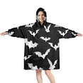 thumbnail image 1 of Wearable Oversized Blanket,Halloween Bat Pattern Wearable Blanket Hoodie for Adults,Cozy Hooded Blankets with Super Pockets,Super Warm Fuzzy Pullover for Women & Men, 1 of 6