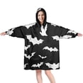 thumbnail image 1 of Wearable Oversized Blanket,Halloween Bat Silhouettes Wearable Blanket Hoodie for Adults,Cozy Hooded Blankets with Super Pockets,Super Warm Fuzzy Pullover for Women & Men, 1 of 6