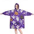 thumbnail image 1 of Wearable Oversized Blanket,Halloween Cute Ghosts and Skeletons Wearable Blanket Hoodie for Adults,Cozy Hooded Blankets with Super Pockets,Super Warm Fuzzy Pullover for Women & Men, 1 of 6