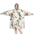 thumbnail image 1 of Wearable Oversized Blanket,Halloween Dancing Skeletons Wearable Blanket Hoodie for Adults,Cozy Hooded Blankets with Super Pockets,Super Warm Fuzzy Pullover for Women & Men, 1 of 6