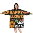 thumbnail image 1 of Wearable Oversized Blanket,Halloween Festive Text Pattern Wearable Blanket Hoodie for Adults,Cozy Hooded Blankets with Super Pockets,Super Warm Fuzzy Pullover for Women & Men, 1 of 6