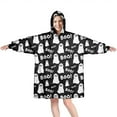 thumbnail image 1 of Wearable Oversized Blanket,Halloween Ghost Boo Pattern Wearable Blanket Hoodie for Adults,Cozy Hooded Blankets with Super Pockets,Super Warm Fuzzy Pullover for Women & Men, 1 of 6