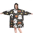 thumbnail image 1 of Wearable Oversized Blanket,Halloween Ghosts with Pumpkins and Stars Wearable Blanket Hoodie for Adults,Cozy Hooded Blankets with Super Pockets,Super Warm Fuzzy Pullover for Women & Men, 1 of 6