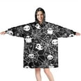 thumbnail image 1 of Wearable Oversized Blanket,Halloween Ghosts and Skulls in Spider Webs Wearable Blanket Hoodie for Adults,Cozy Hooded Blankets with Super Pockets,Super Warm Fuzzy Pullover for Women & Men, 1 of 6