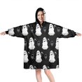 thumbnail image 1 of Wearable Oversized Blanket,Halloween Ghosts and Skulls Wearable Blanket Hoodie for Adults,Cozy Hooded Blankets with Super Pockets,Super Warm Fuzzy Pullover for Women & Men, 1 of 6