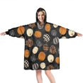thumbnail image 1 of Wearable Oversized Blanket,Halloween Patterned Pumpkins Wearable Blanket Hoodie for Adults,Cozy Hooded Blankets with Super Pockets,Super Warm Fuzzy Pullover for Women & Men, 1 of 6