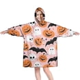 thumbnail image 1 of Wearable Oversized Blanket,Halloween Pumpkins Ghosts Skulls and Bats Wearable Blanket Hoodie for Adults,Cozy Hooded Blankets with Super Pockets,Super Warm Fuzzy Pullover for Women & Men, 1 of 6