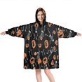 thumbnail image 1 of Wearable Oversized Blanket,Halloween Skeletons and Pumpkins Wearable Blanket Hoodie for Adults,Cozy Hooded Blankets with Super Pockets,Super Warm Fuzzy Pullover for Women & Men, 1 of 6