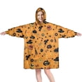 thumbnail image 1 of Wearable Oversized Blanket,Halloween Witchy Icons on Orange Pattern Wearable Blanket Hoodie for Adults,Cozy Hooded Blankets with Super Pockets,Super Warm Fuzzy Pullover for Women & Men, 1 of 6