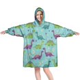 thumbnail image 1 of Wearable Oversized Blanket,Light Blue Dinosaurs Celestial Pattern Wearable Blanket Hoodie for Adults,Cozy Hooded Blankets with Super Pockets,Super Warm Fuzzy Pullover for Women & Men, 1 of 6