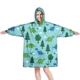 thumbnail image 1 of Wearable Oversized Blanket,Light Blue Dinosaurs Forest Pattern Wearable Blanket Hoodie for Adults,Cozy Hooded Blankets with Super Pockets,Super Warm Fuzzy Pullover for Women & Men, 1 of 6