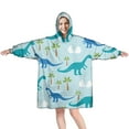 thumbnail image 1 of Wearable Oversized Blanket,LightBlue Dinosaurs Eggs Palms Pattern Wearable Blanket Hoodie for Adults,Cozy Hooded Blankets with Super Pockets,Super Warm Fuzzy Pullover for Women & Men, 1 of 6