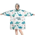thumbnail image 1 of Wearable Oversized Blanket,LightBlue Dinosaurs Eggs Pattern Wearable Blanket Hoodie for Adults,Cozy Hooded Blankets with Super Pockets,Super Warm Fuzzy Pullover for Women & Men, 1 of 6