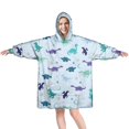 thumbnail image 1 of Wearable Oversized Blanket,LightBlue Dinosaurs Stars Moons Pattern Wearable Blanket Hoodie for Adults,Cozy Hooded Blankets with Super Pockets,Super Warm Fuzzy Pullover for Women & Men, 1 of 6