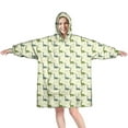 thumbnail image 1 of Wearable Oversized Blanket,LightYellow Cartoon Dinosaurs Leaves Pattern Wearable Blanket Hoodie for Adults,Cozy Hooded Blankets with Super Pockets,Super Warm Fuzzy Pullover for Women & Men, 1 of 6