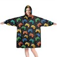 thumbnail image 1 of Wearable Oversized Blanket,Multicolor Controllers Games Icons Black Pattern Wearable Blanket Hoodie for Adults,Cozy Hooded Blankets with Super Pockets,Super Warm Fuzzy Pullover for Women & Men, 1 of 6