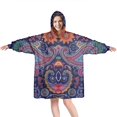 thumbnail image 1 of Wearable Oversized Blanket,Multicolor Ethnic Paisley Pattern Wearable Blanket Hoodie for Adults,Cozy Hooded Blankets with Super Pockets,Super Warm Fuzzy Pullover for Women & Men, 1 of 6