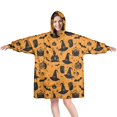 thumbnail image 1 of Wearable Oversized Blanket,Orange Witch Hat Halloween Pattern Wearable Blanket Hoodie for Adults,Cozy Hooded Blankets with Super Pockets,Super Warm Fuzzy Pullover for Women & Men, 1 of 6