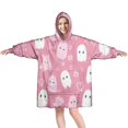 thumbnail image 1 of Wearable Oversized Blanket,Pastel Halloween Ghost Pattern Wearable Blanket Hoodie for Adults,Cozy Hooded Blankets with Super Pockets,Super Warm Fuzzy Pullover for Women & Men, 1 of 6