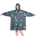 thumbnail image 1 of Wearable Oversized Blanket,Paw Prints and Bones Wearable Blanket Hoodie for Adults,Cozy Hooded Blankets with Super Pockets,Super Warm Fuzzy Pullover for Women & Men, 1 of 6