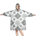 thumbnail image 1 of Wearable Oversized Blanket,Pawprints Argyle Wearable Blanket Hoodie for Adults,Cozy Hooded Blankets with Super Pockets,Super Warm Fuzzy Pullover for Women & Men, 1 of 6