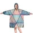 thumbnail image 1 of Wearable Oversized Blanket,Pink and Blue Triangular Floral Boho Pattern Wearable Blanket Hoodie for Adults,Cozy Hooded Blankets with Super Pockets,Super Warm Fuzzy Pullover for Women & Men, 1 of 6