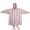 thumbnail image 1 of Wearable Oversized Blanket,Pink Cartoon Unicorn Donut Pattern Wearable Blanket Hoodie for Adults,Cozy Hooded Blankets with Super Pockets,Super Warm Fuzzy Pullover for Women & Men, 1 of 6