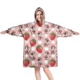 thumbnail image 1 of Wearable Oversized Blanket,Pink Cow Strawberry Hat Pattern Wearable Blanket Hoodie for Adults,Cozy Hooded Blankets with Super Pockets,Super Warm Fuzzy Pullover for Women & Men, 1 of 6
