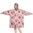 thumbnail image 1 of Wearable Oversized Blanket,Pink Cow Strawberry Scarf Pattern Wearable Blanket Hoodie for Adults,Cozy Hooded Blankets with Super Pockets,Super Warm Fuzzy Pullover for Women & Men, 1 of 6