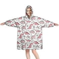 thumbnail image 1 of Wearable Oversized Blanket,Pink Dinosaurs Palms Bones Pattern Wearable Blanket Hoodie for Adults,Cozy Hooded Blankets with Super Pockets,Super Warm Fuzzy Pullover for Women & Men, 1 of 6