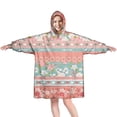 thumbnail image 1 of Wearable Oversized Blanket,Pink Pioneer Flower Striped Pattern Wearable Blanket Hoodie for Adults,Cozy Hooded Blankets with Super Pockets,Super Warm Fuzzy Pullover for Women & Men, 1 of 6