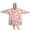 thumbnail image 1 of Wearable Oversized Blanket,Pink Unicorn Flamingo Pattern Wearable Blanket Hoodie for Adults,Cozy Hooded Blankets with Super Pockets,Super Warm Fuzzy Pullover for Women & Men, 1 of 6
