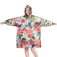 thumbnail image 1 of Wearable Oversized Blanket,Pioneer Flower Floral Print Pattern Wearable Blanket Hoodie for Adults,Cozy Hooded Blankets with Super Pockets,Super Warm Fuzzy Pullover for Women & Men, 1 of 6