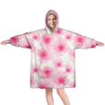 thumbnail image 1 of Wearable Oversized Blanket,Pioneer Flower Floral Print Pattern Wearable Blanket Hoodie for Adults,Cozy Hooded Blankets with Super Pockets,Super Warm Fuzzy Pullover for Women & Men, 1 of 6