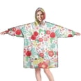 thumbnail image 1 of Wearable Oversized Blanket,Pioneer Flower Floral Print Pattern Wearable Blanket Hoodie for Adults,Cozy Hooded Blankets with Super Pockets,Super Warm Fuzzy Pullover for Women & Men, 1 of 6