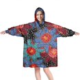 thumbnail image 1 of Wearable Oversized Blanket,Pioneer Flower Floral Print Pattern Wearable Blanket Hoodie for Adults,Cozy Hooded Blankets with Super Pockets,Super Warm Fuzzy Pullover for Women & Men, 1 of 6
