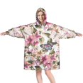 thumbnail image 1 of Wearable Oversized Blanket,Pioneer Flower Floral Print Pattern Wearable Blanket Hoodie for Adults,Cozy Hooded Blankets with Super Pockets,Super Warm Fuzzy Pullover for Women & Men, 1 of 6