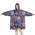 thumbnail image 1 of Wearable Oversized Blanket,Pioneer Flower Floral Print Pattern Wearable Blanket Hoodie for Adults,Cozy Hooded Blankets with Super Pockets,Super Warm Fuzzy Pullover for Women & Men, 1 of 6