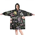thumbnail image 1 of Wearable Oversized Blanket,Pioneer Flower Floral Print Pattern Wearable Blanket Hoodie for Adults,Cozy Hooded Blankets with Super Pockets,Super Warm Fuzzy Pullover for Women & Men, 1 of 6