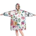 thumbnail image 1 of Wearable Oversized Blanket,Pioneer Flower Floral Print Pattern Wearable Blanket Hoodie for Adults,Cozy Hooded Blankets with Super Pockets,Super Warm Fuzzy Pullover for Women & Men, 1 of 6