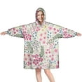 thumbnail image 1 of Wearable Oversized Blanket,Pioneer Flower Floral Print Pattern Wearable Blanket Hoodie for Adults,Cozy Hooded Blankets with Super Pockets,Super Warm Fuzzy Pullover for Women & Men, 1 of 6