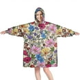 thumbnail image 1 of Wearable Oversized Blanket,Pioneer Flower Floral Print Pattern Wearable Blanket Hoodie for Adults,Cozy Hooded Blankets with Super Pockets,Super Warm Fuzzy Pullover for Women & Men, 1 of 6