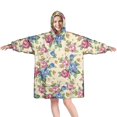 thumbnail image 1 of Wearable Oversized Blanket,Pioneer Flower Floral Print Pattern Wearable Blanket Hoodie for Adults,Cozy Hooded Blankets with Super Pockets,Super Warm Fuzzy Pullover for Women & Men, 1 of 6