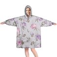 thumbnail image 1 of Wearable Oversized Blanket,Pioneer Flower Floral Print Pattern Wearable Blanket Hoodie for Adults,Cozy Hooded Blankets with Super Pockets,Super Warm Fuzzy Pullover for Women & Men, 1 of 6