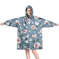 thumbnail image 1 of Wearable Oversized Blanket,Pioneer Flower Floral Print Pattern Wearable Blanket Hoodie for Adults,Cozy Hooded Blankets with Super Pockets,Super Warm Fuzzy Pullover for Women & Men, 1 of 6