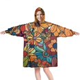 thumbnail image 1 of Wearable Oversized Blanket,Pioneer Flower Floral Print Pattern Wearable Blanket Hoodie for Adults,Cozy Hooded Blankets with Super Pockets,Super Warm Fuzzy Pullover for Women & Men, 1 of 6