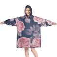 thumbnail image 1 of Wearable Oversized Blanket,Pioneer Flower Floral Print Pattern Wearable Blanket Hoodie for Adults,Cozy Hooded Blankets with Super Pockets,Super Warm Fuzzy Pullover for Women & Men, 1 of 6
