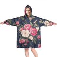 thumbnail image 1 of Wearable Oversized Blanket,Pioneer Flower Floral Print Pattern Wearable Blanket Hoodie for Adults,Cozy Hooded Blankets with Super Pockets,Super Warm Fuzzy Pullover for Women & Men, 1 of 6