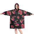 thumbnail image 1 of Wearable Oversized Blanket,Pioneer Flower Floral Print Pattern Wearable Blanket Hoodie for Adults,Cozy Hooded Blankets with Super Pockets,Super Warm Fuzzy Pullover for Women & Men, 1 of 6